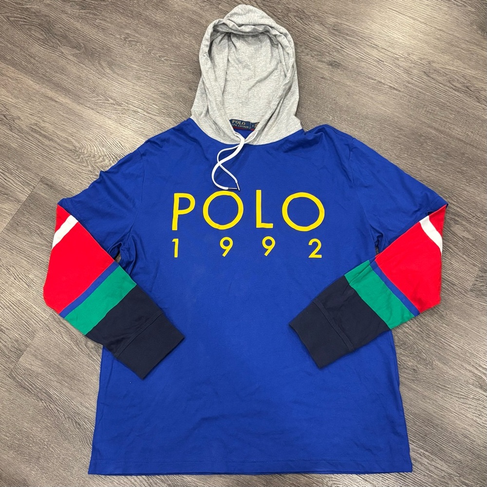 Polo Ralph Lauren 1992 Royal Blue Colourblock Summer Hoodie, Men’s M